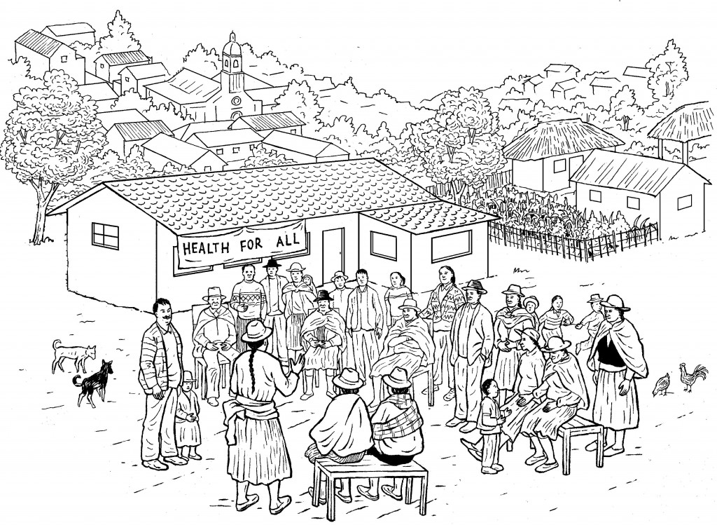 An image from Hesperian’s A Community Guide for Environmental Health, which was later adapted by a Mongolian group in their translation of the book, as shown below. 