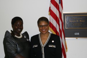 Esther Madudu with Representative Karen Bass on Capitol Hill.  Courtesy Amref Health Africa.