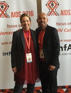 Jessica Daly (left) and Dr. Sanele Madela at the AIDS 2016 Conference. Courtesy of Medtronic Foundation.